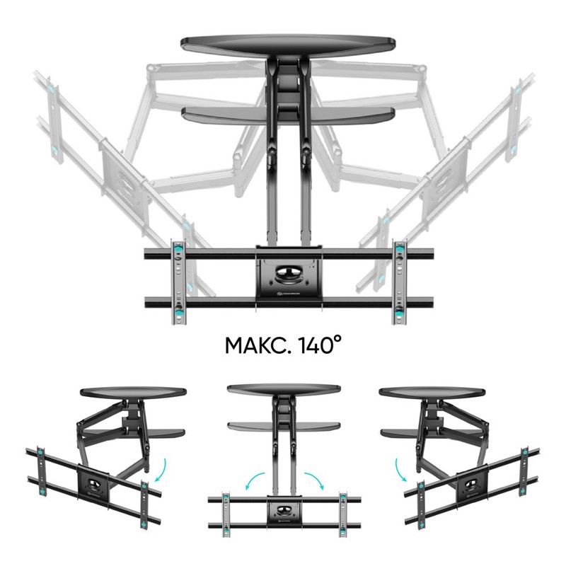 Кронштейн для телевизора Onkron M6L черный 40"-75" макс.45.5кг настенный поворот и наклон