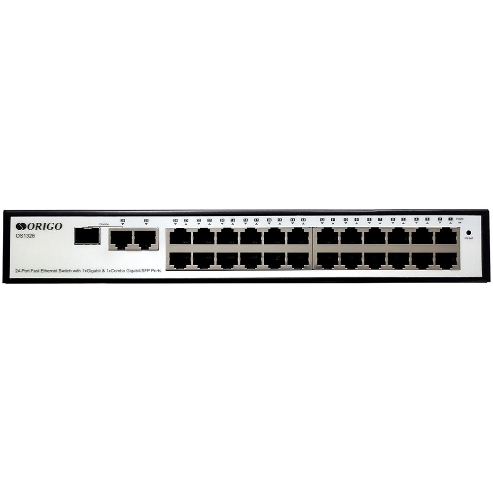 Коммутатор Origo OS1326 OS1326/A1A (L2) 24x100Мбит/с 1x1Гбит/с 1xКомбо(1000BASE-T/SFP) 1SFP управляе