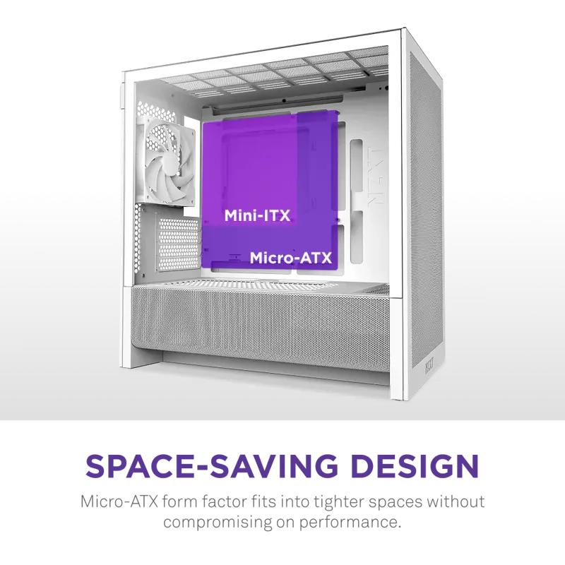 Корпус NZXT H3 Flow (2025), Midi-Tower, TG, 1x120mm, 1xUSB-A 3.2 + 1xUSB-C 3.2, mATX, mITX White