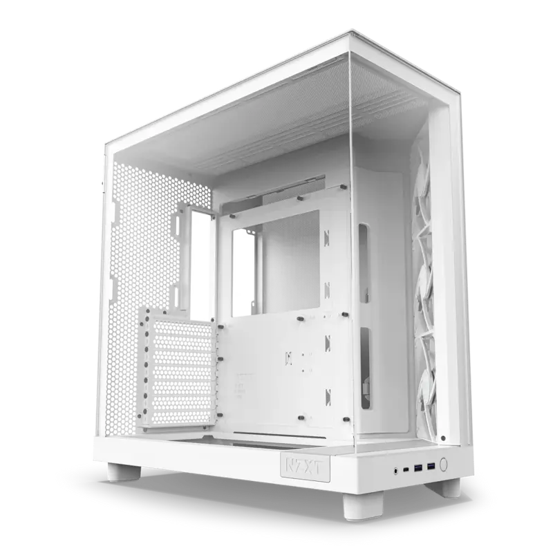 Корпус NZXT H6 Flow, Midi-Tower, TG, 3x120mm, 2xUSB-A 3.2 + 1xUSB-C 3.2, ATX, mATX, mITX White