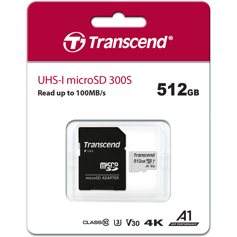 Флеш карта microSDXC 512GB Transcend TS512GUSD300S-A 300S + adapter