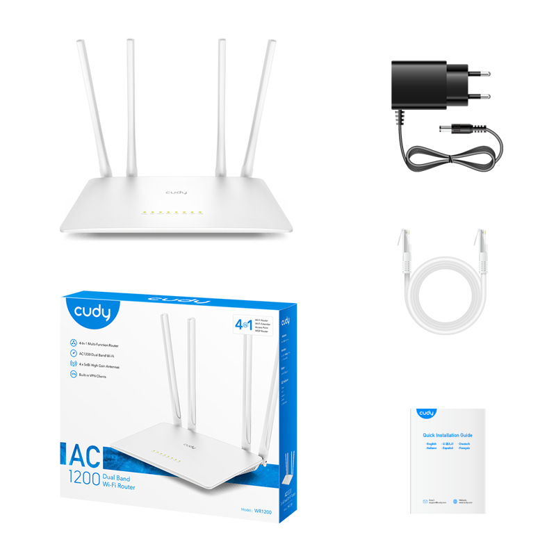 Роутер беспроводной Cudy WR1200 AC1200 10/100BASE-TX белый