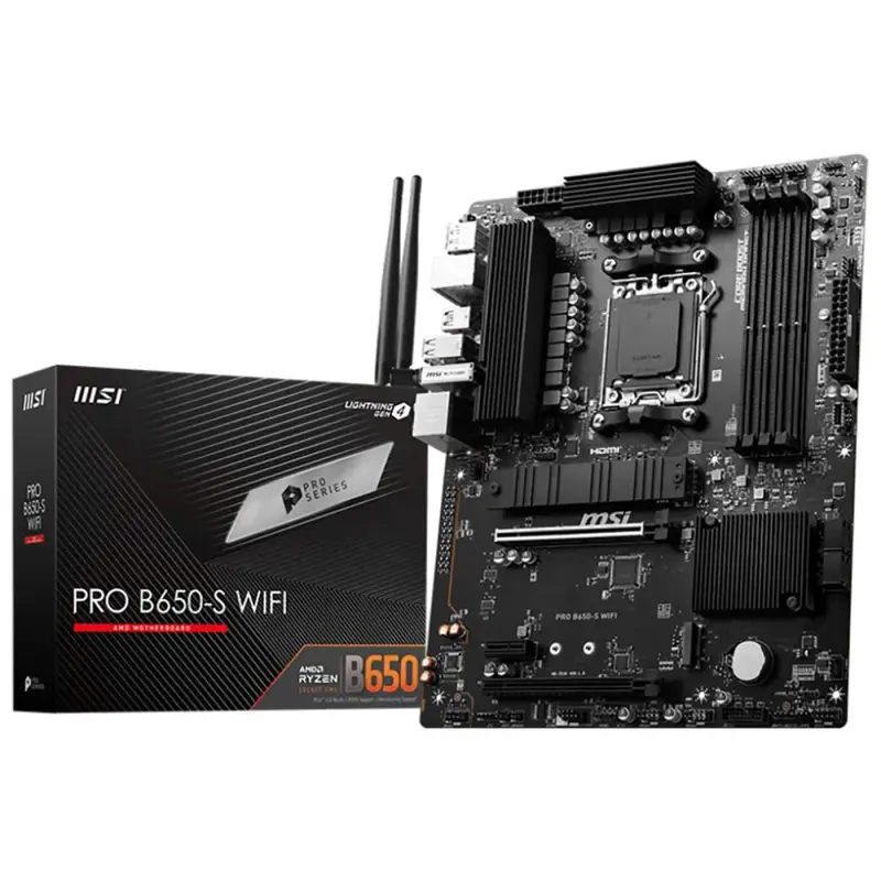 Материнская плата MSI PRO B650-S WIFI Socket AM5 AMD B650 4xDDR5 ATX AC`97 8ch(7.1) 2.5Gg RAID+HDMI+