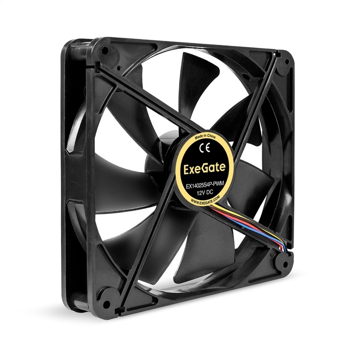 Вентилятор 12В DC ExeGate EX14025S4P-PWM (140x140x25 мм, Sleeve bearing (подшипник скольжения), 4pin, PWM, 0-1200 RPM, 0-24dBA)