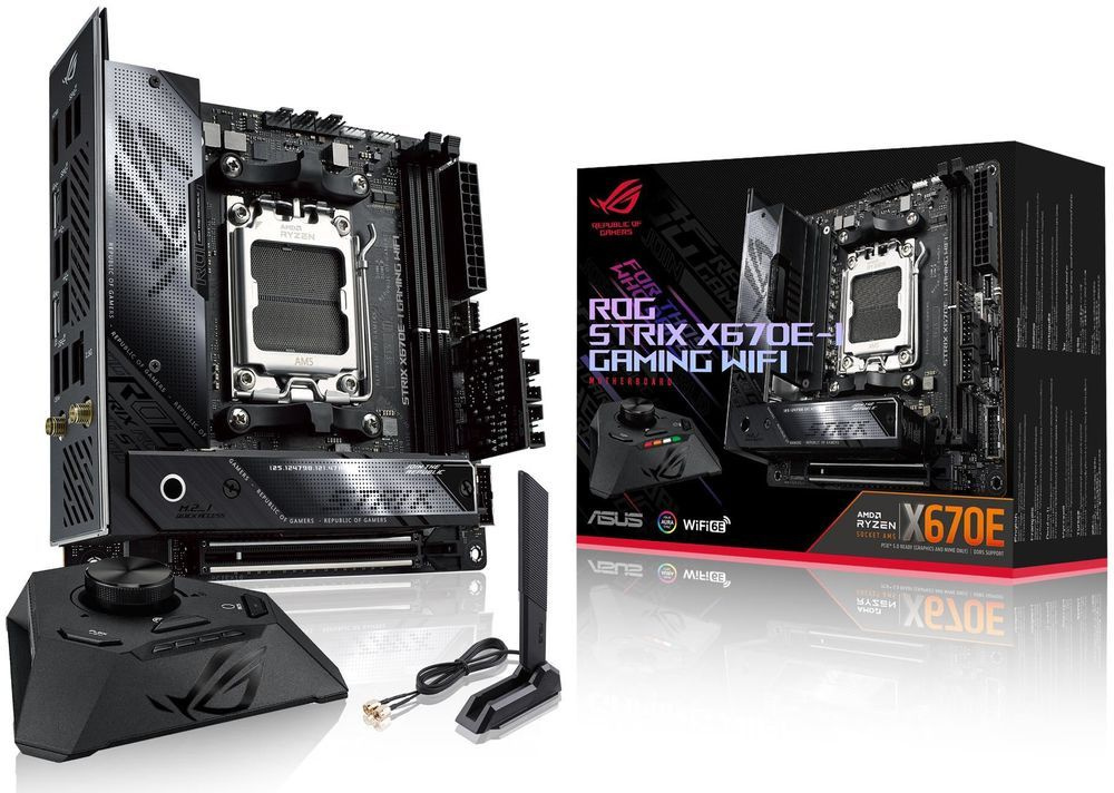 Материнская плата Asus ROG STRIX X670E-I GAMING WIFI Socket AM5 AMD X670 2xDDR5 mini-ITX AC`97 8ch(7