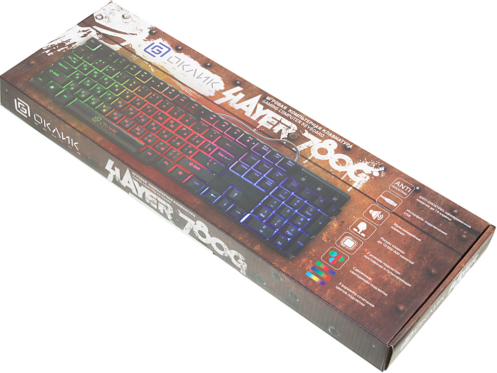 Клавиатура Оклик 780G SLAYER черный USB for gamer LED
