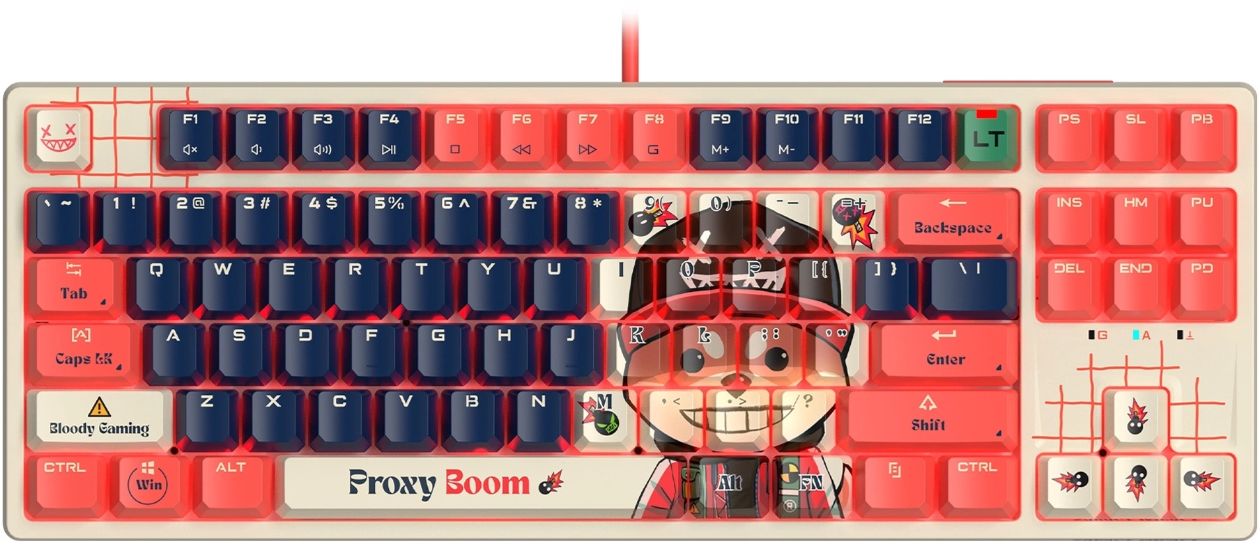 Клавиатура A4Tech AT87 Proxy Boom бежевый/красный USB for gamer LED (AT87) кабель 1.8м