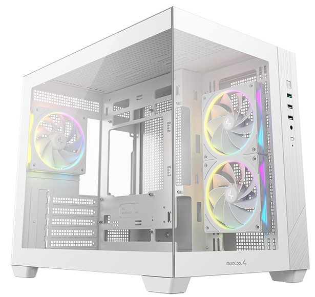 корпус Deepcool CG330 3F WH без БП, боковое окно (панорама), 3x120mm ARGB PWM вентилятора, белый, mA