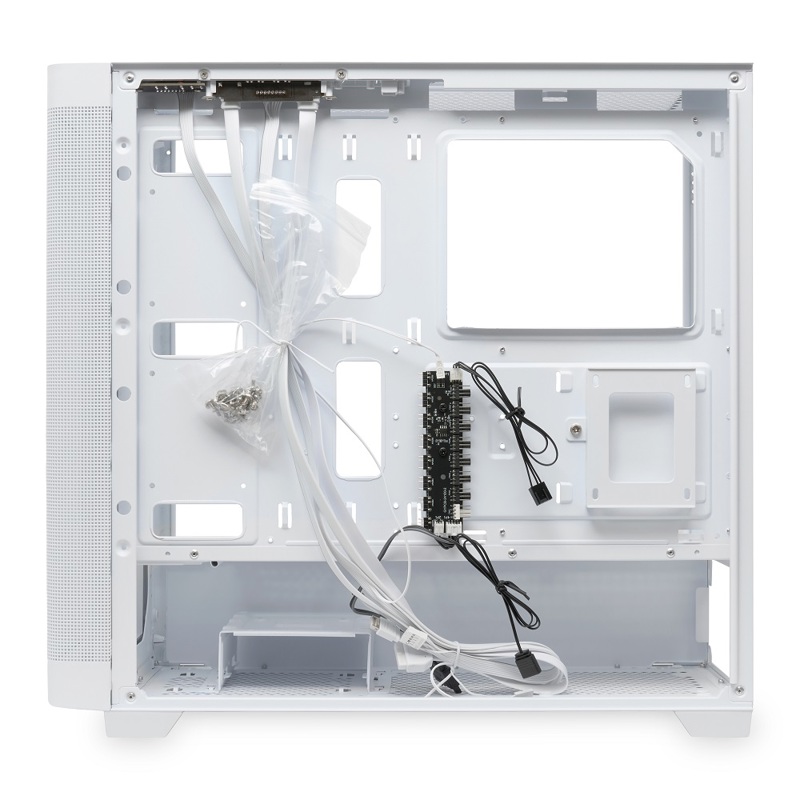 Корпус HSPD M740, Mesh Mid Tower, White, TG, 0.6 SPCC, no fans, E-ATX, ATX, mATX, mITX, 170/400/200m