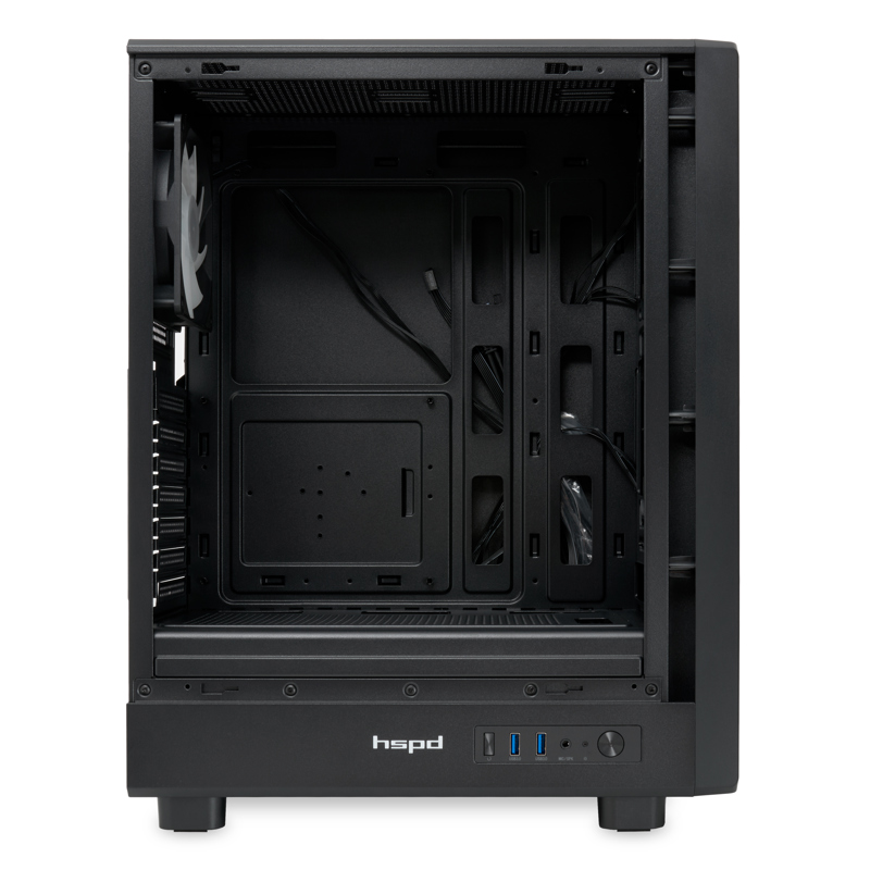 Корпус HSPD M510, Mesh Mid Tower, Black, TG, 0.5 SPCC, 4x120mm ARGB ATX, mATX, mITX 180/280/160mm 1x