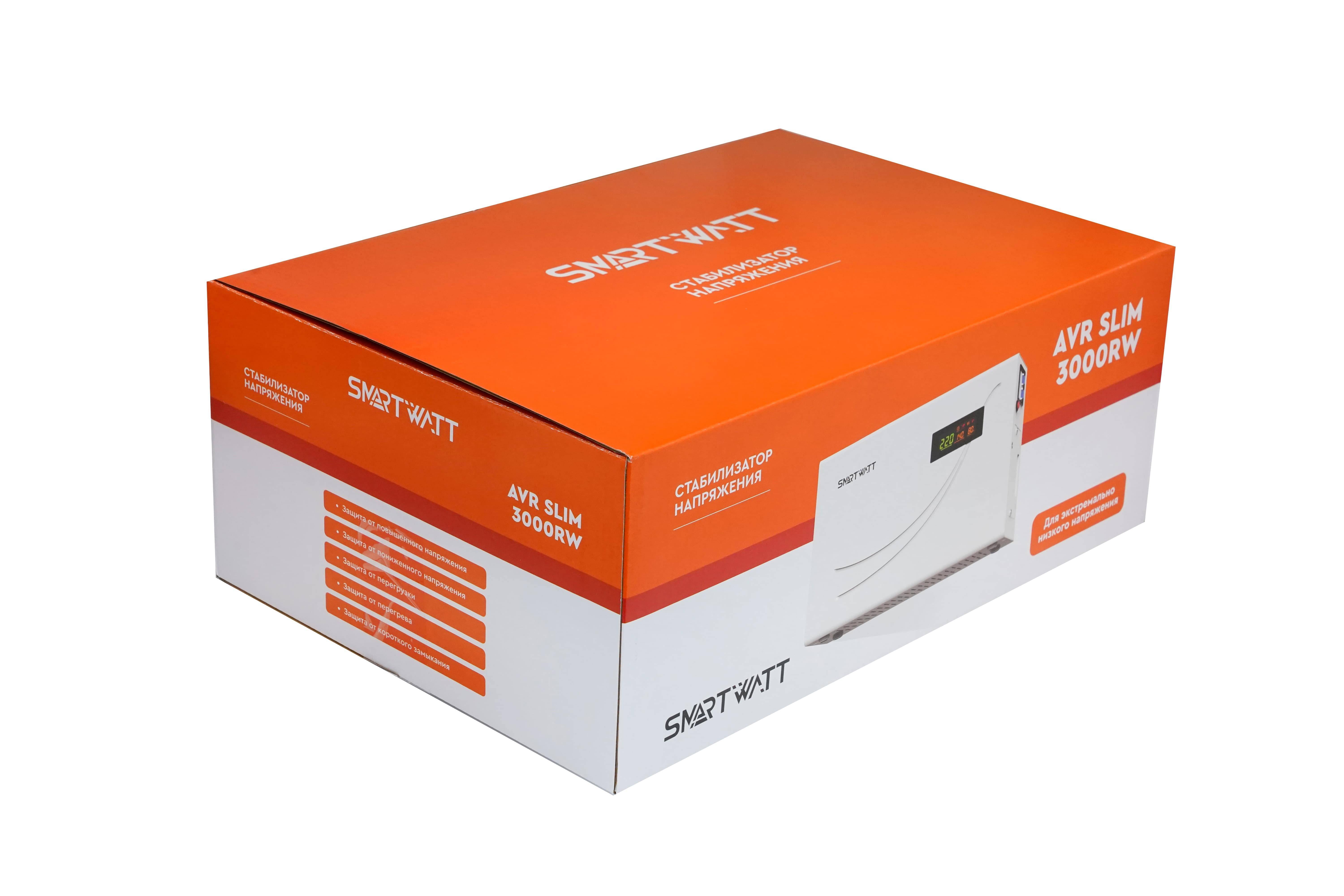 Настенный стабилизатор напряжения SMARTWATT AVR SLIM 3000RW (100W - 260W, 3000VA, 3 кВт, 50 Гц, LED-