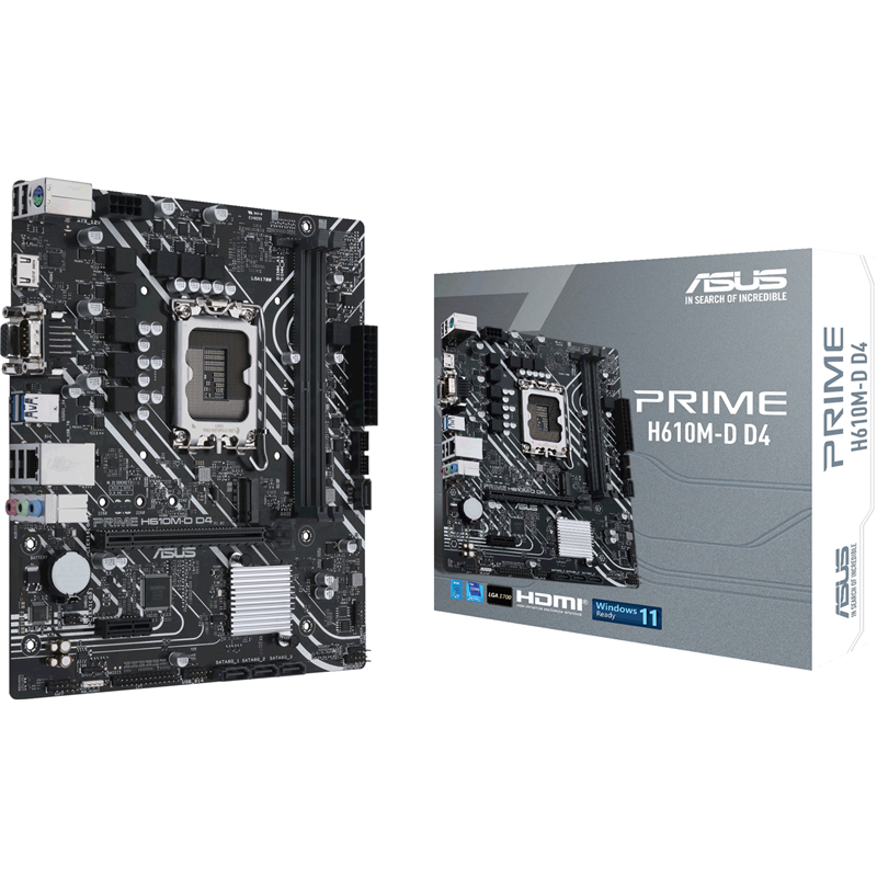 Материнская плата Asus PRIME H610M-D D4 Soc-1700 Intel H610 2xDDR4 mATX AC`97 8ch(7.1) GbLAN+VGA+HDM