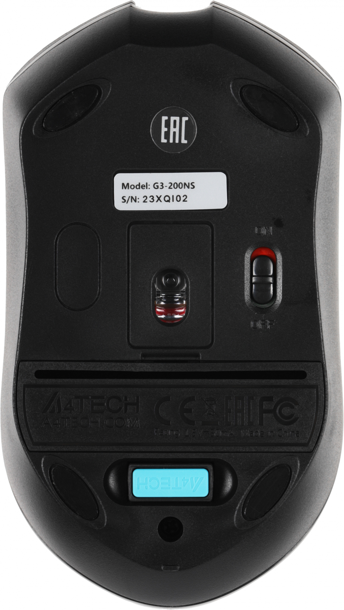 Мышь A4Tech V-Track G3-200NS черный оптическая 1200dpi беспров. USB 3but