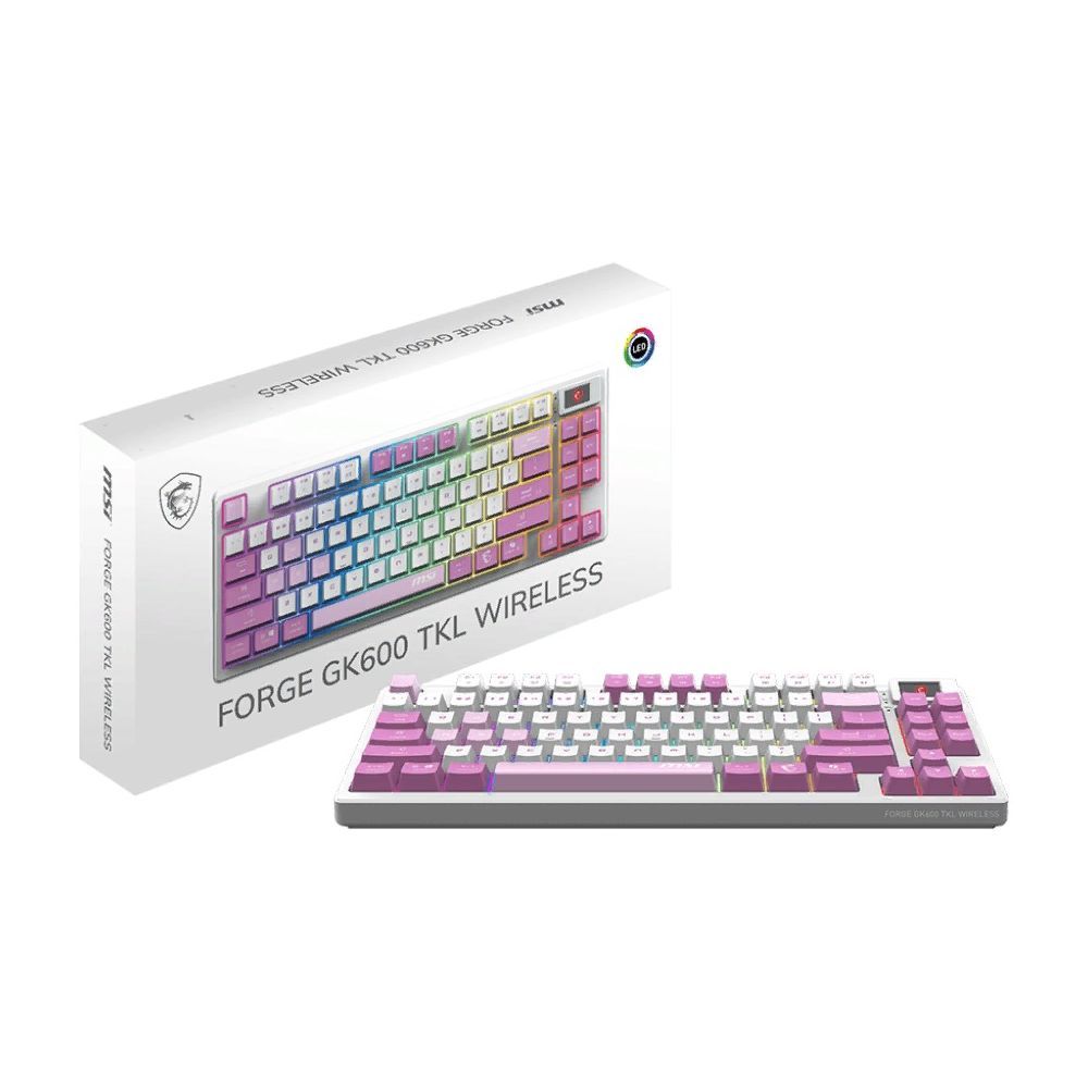 Клавиатура MSI Forge GK600 механическая белый/фиолетовый USB беспроводная BT/Radio Multimedia for ga