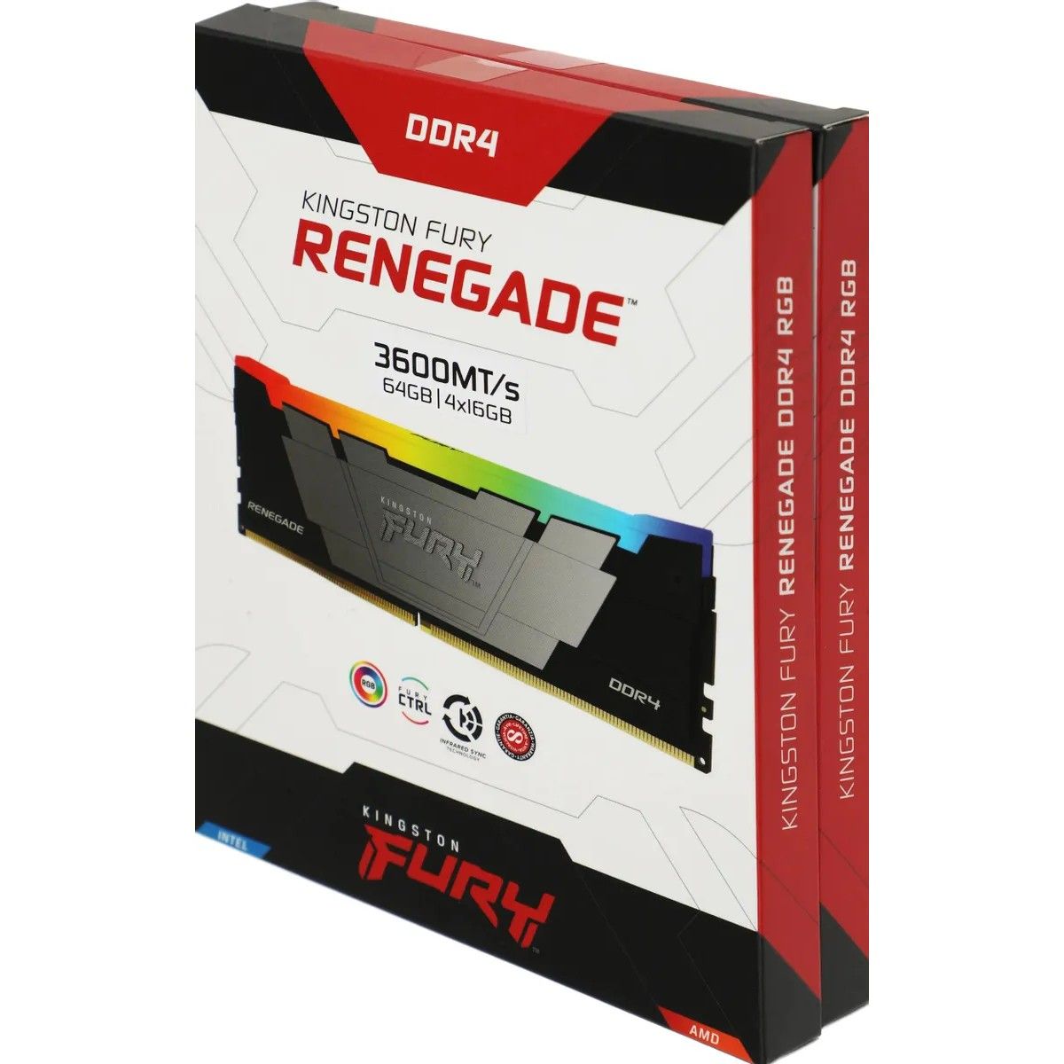 Память DDR4 4x16GB 3600MHz Kingston KF436C16RB12AK4/64 Fury Renegade RGB RTL Gaming PC4-28800 CL16 D