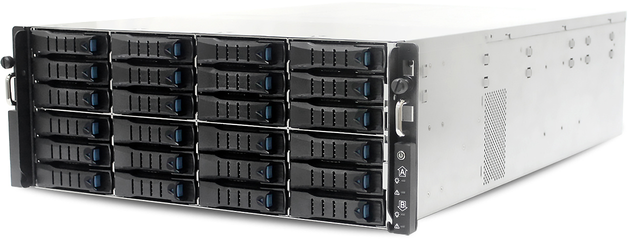 Серверная платформа/ HA401-VG, 4U, 2x2LGA-3647, 24-bay storage server, 24x SATA/SAS hot-swap 3.5"/2.5" universal bay, 2x canister, 4x 9mm 2.5" internal bay, 12G expander board with 2x SFF-8643, 2x SFF-8644, 1300W 1+1 redundant power supply, 4x 6056 fans,