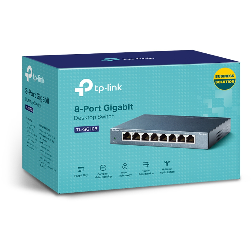 Коммутатор TP-Link TL-SG108 (L2) 8x1Гбит/с неуправляемый