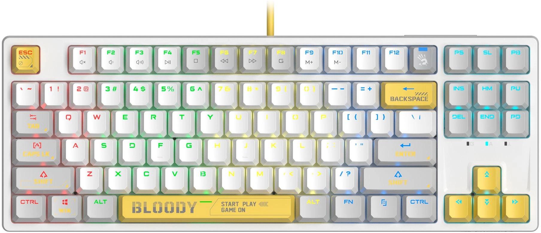 Клавиатура A4Tech Bloody S87 Energy механическая белый USB for gamer LED (S87 USB ENERGY WHITE) кабе