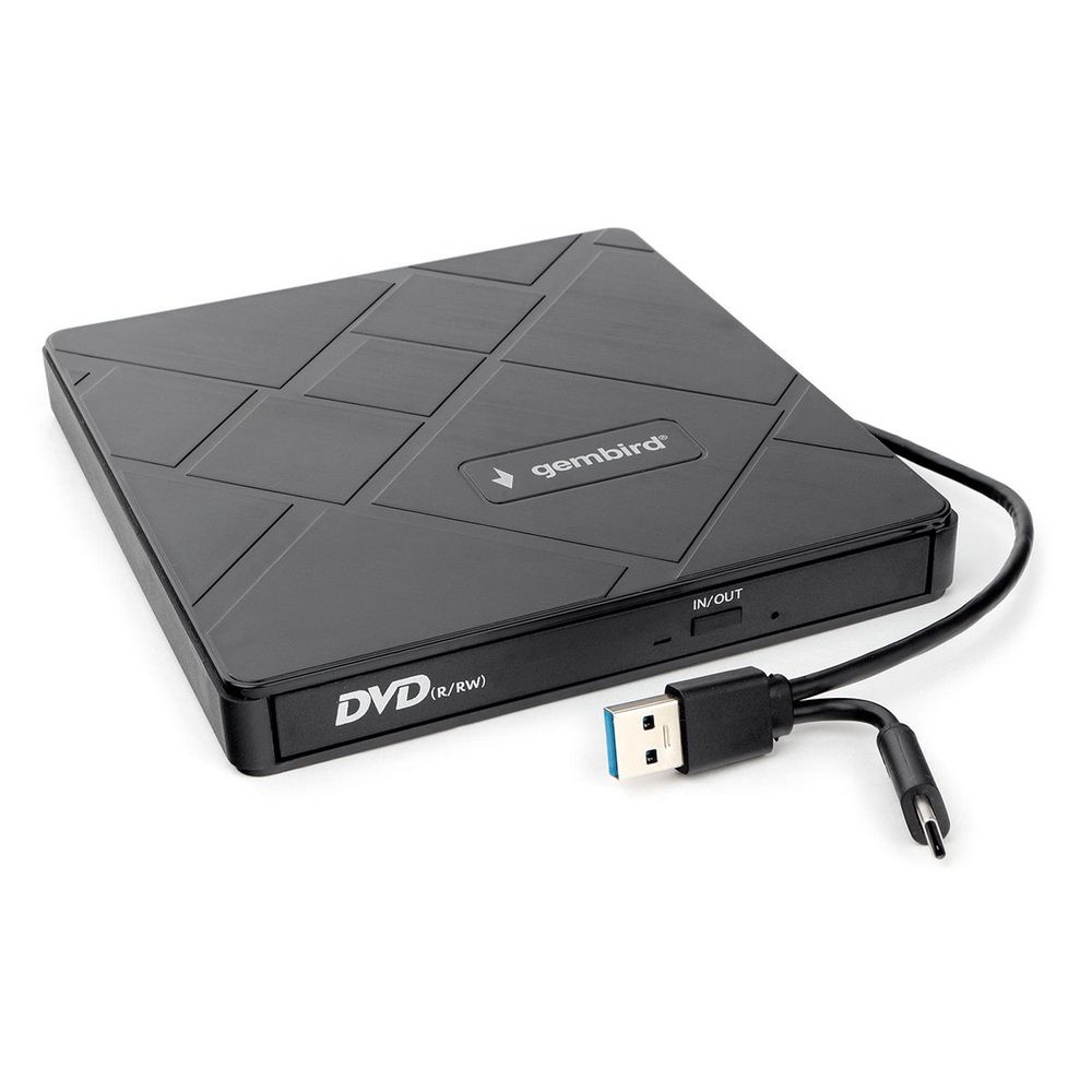 Внешний DVD-привод Gembird DVD-USB-04 USB 3.0 со встроенным кардридером и хабом пластик, черный (271