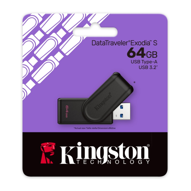 Флеш Диск Kingston 64GB DataTraveler Exodia S DTXS/64GB USB3.0 черный