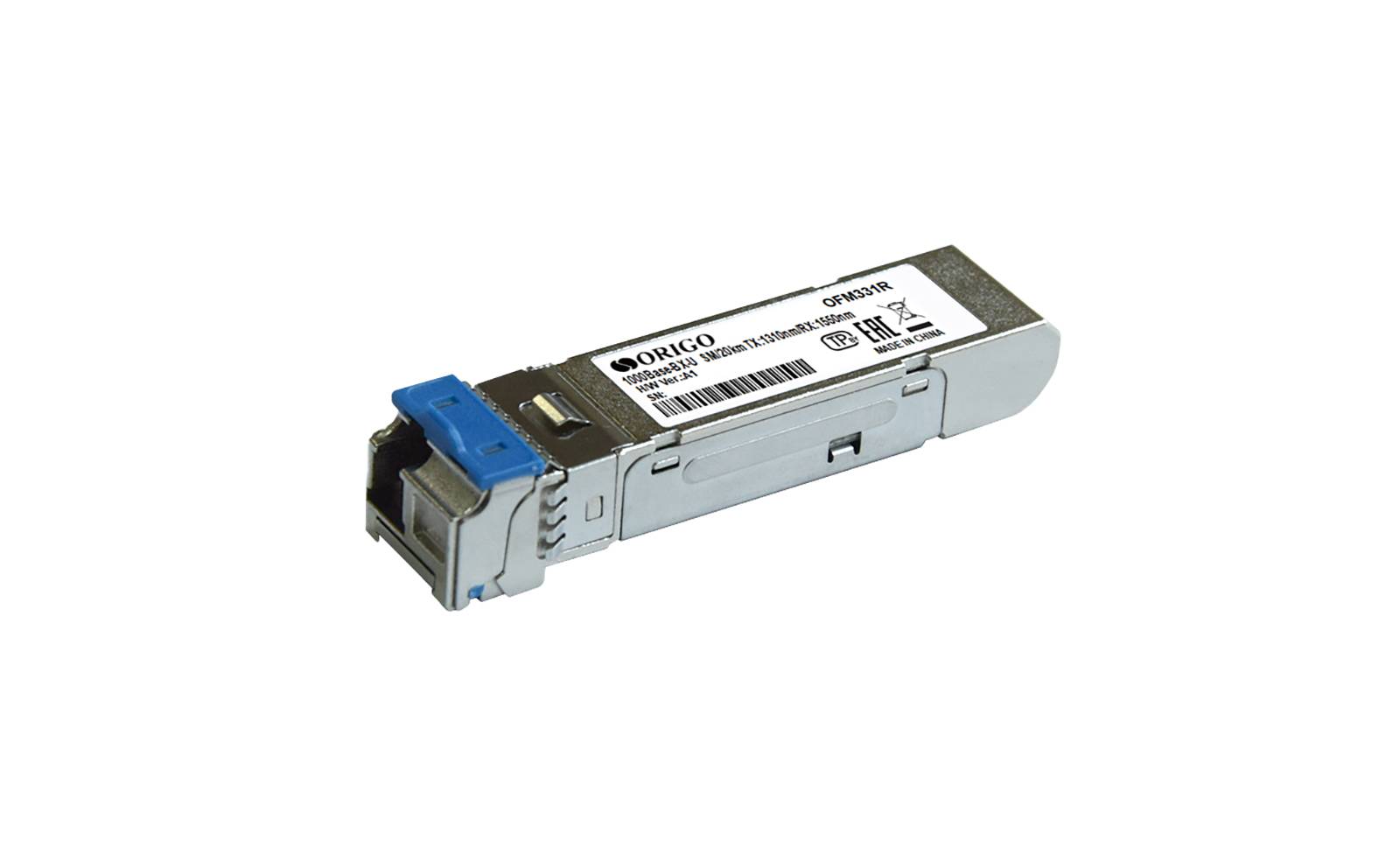 SFP-трансивер ORIGO WDM SFP-трансивер, 1000Base-BX-U (Simplex LC), Tx:1310 нм, Rx:1550 нм, для одном
