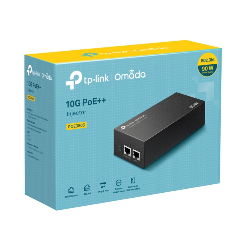 Инжектор PoE TP-Link POE380S 100/1000/2500/10GBASE-T 90Вт 100-240В(АС)