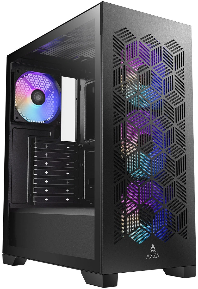 Корпус Azza AEROHEX черный без БП ATX 6x120mm 2x140mm 1xUSB2.0 1xUSB3.0 audio bott PSU
