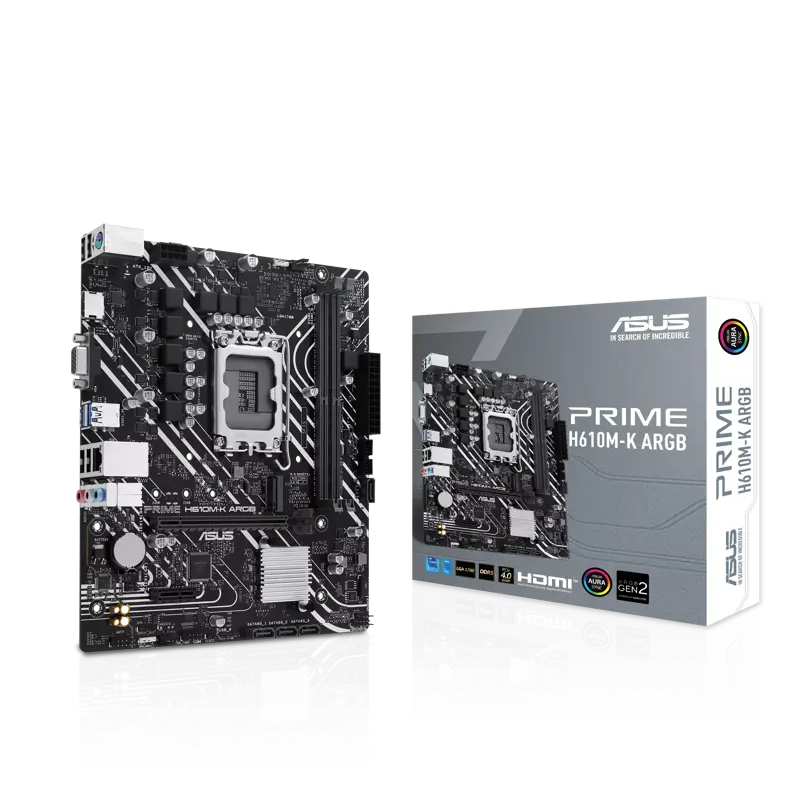 Материнская плата ASUS PRIME H610M-K ARGB, LGA1700, Intel H610, 2xDDR5, 4xSATA, 1xM.2, 1xPCIe 4.0 x1