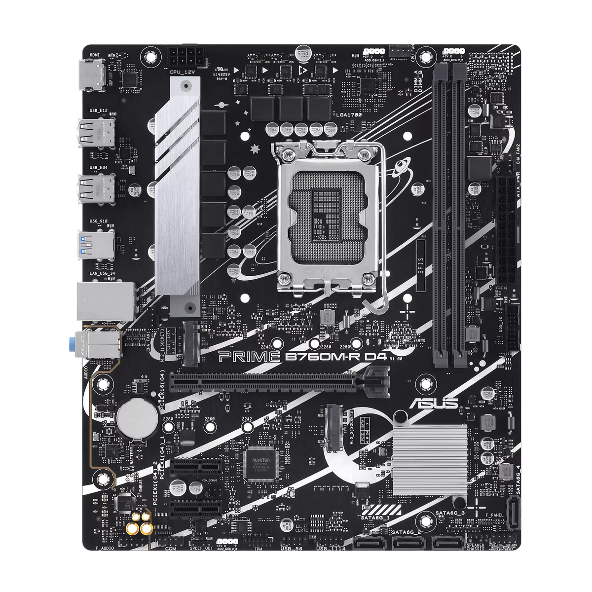 Материнская плата Asus PRIME B760M-R D4 Soc-1700 Intel B760 2xDDR4 mATX AC`97 8ch(7.1) 2.5Gg RAID+HD