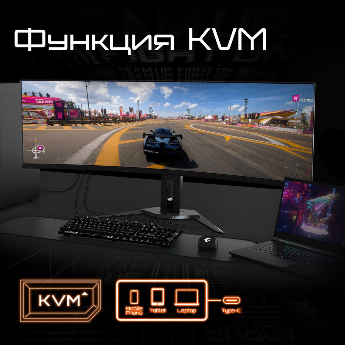 Монитор Gigabyte 49" Aorus CO49DQ черный OLED 32:9 HDMI M/M матовая HAS Piv 250cd 178гр/178гр 5120x1