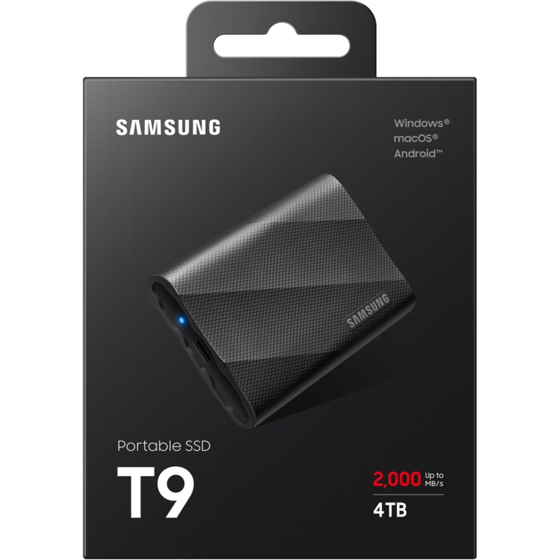 Твердотельный диск 4TB Samsung T9  MU-PG4T0B/WW, 3D NAND TLC, USB 3.2 Type-C [R/W - 2000/2000 MB/s] 