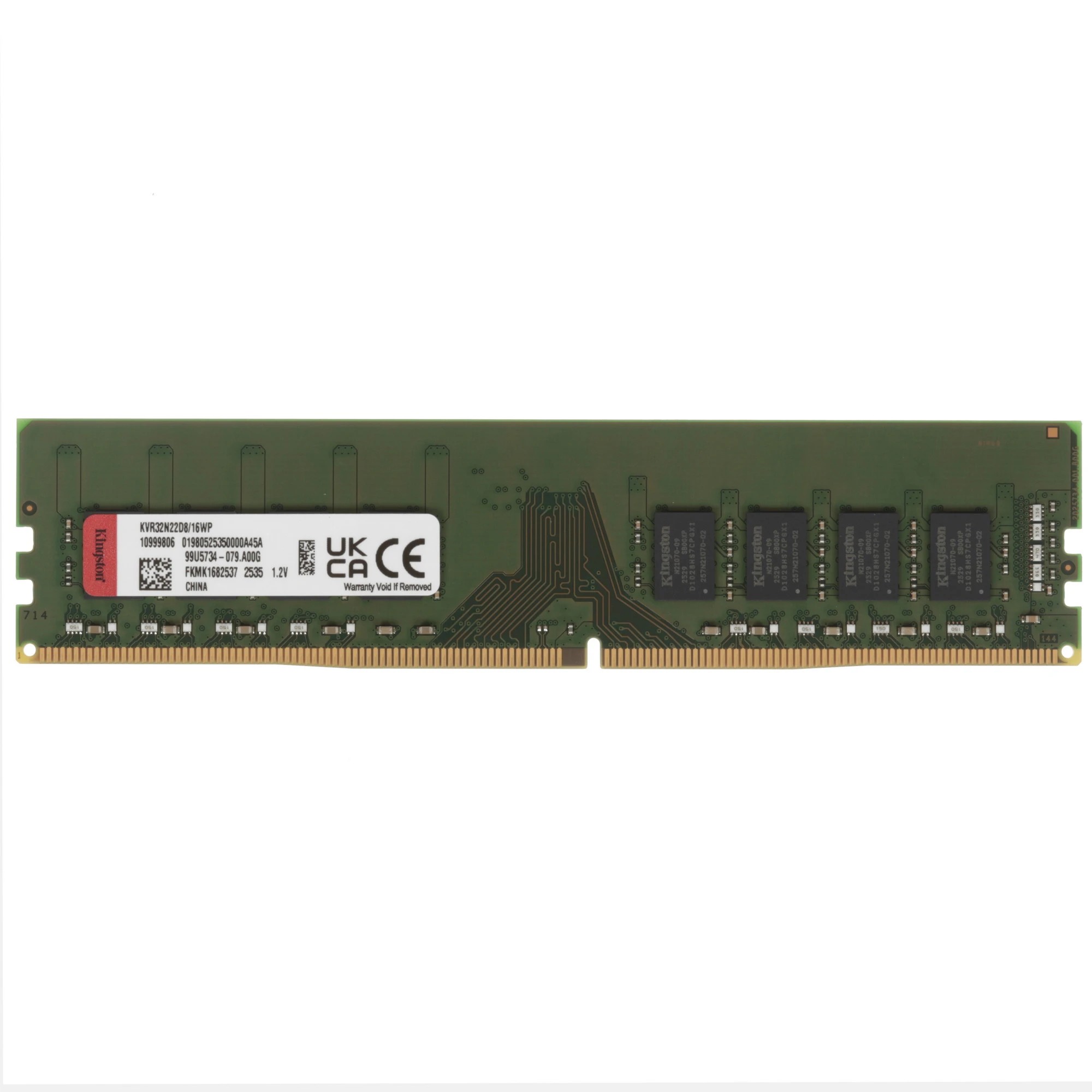 Модуль памяти Kingston 16GB DDR4 3200 DIMM ValueRAM Non-ECC, CL22, 1.2V, 2Rx8, RTL