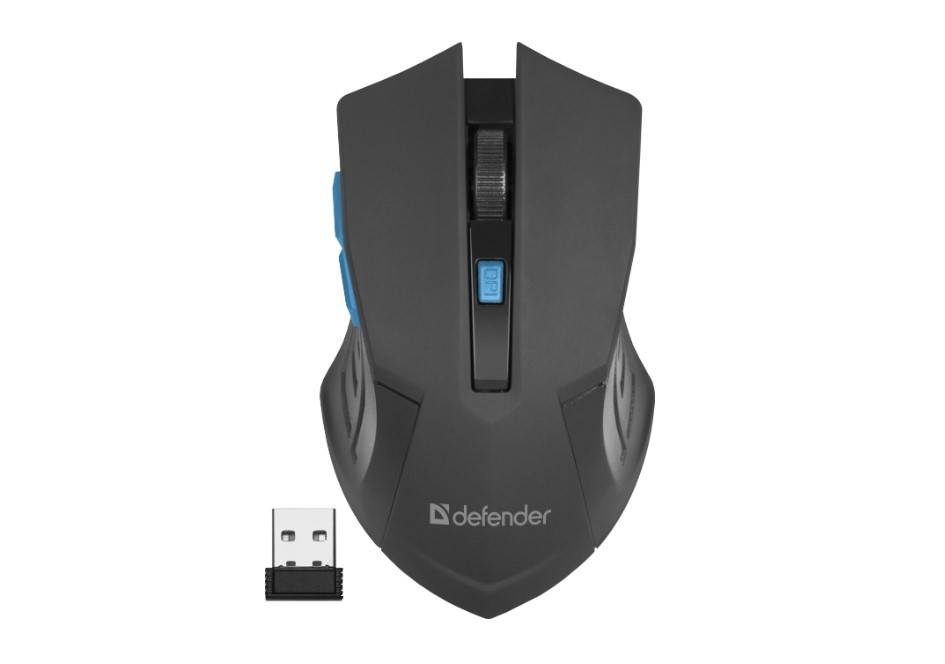 Мышь Defender Accura MM-275 черный/синий оптическая 1600dpi беспров. USB 5but (52275)
