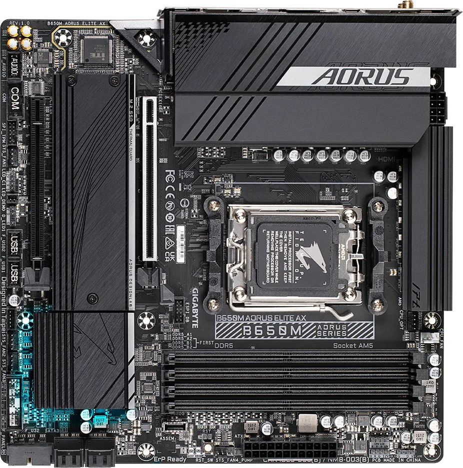 Материнская плата Gigabyte B650M AORUS ELITE AX Socket AM5 AMD B650 4xDDR5 mATX AC`97 8ch(7.1) 2.5Gg