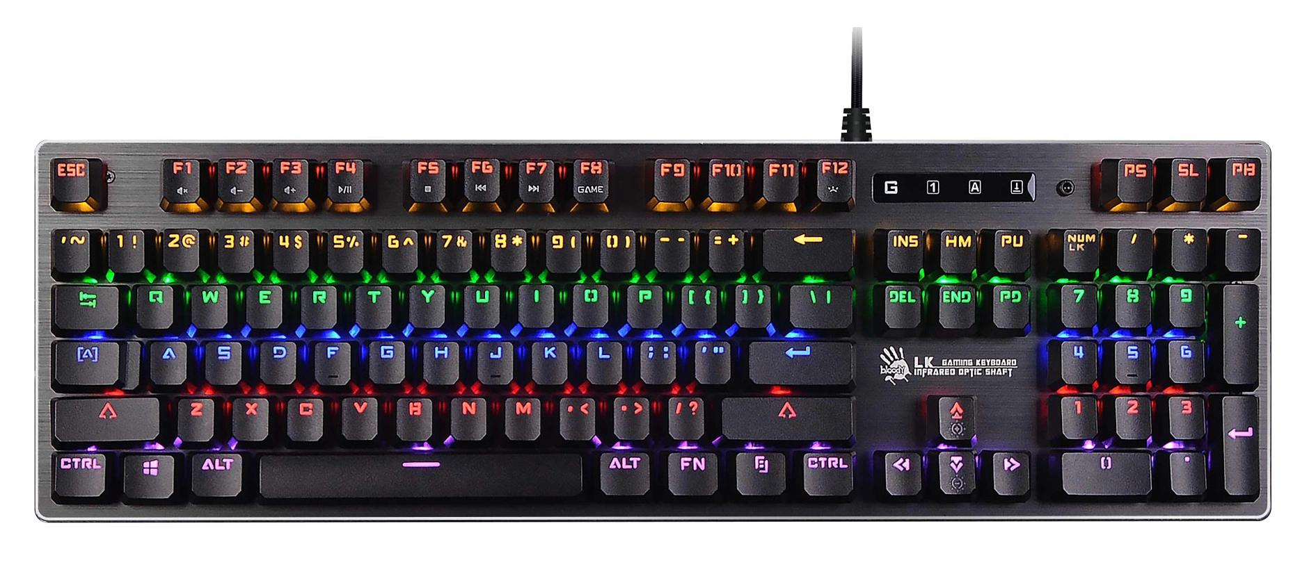 Клавиатура A4Tech B760 механическая серый USB Multimedia for gamer LED (B760 GREY (BLACK SWITCH)) кабель 1.8м