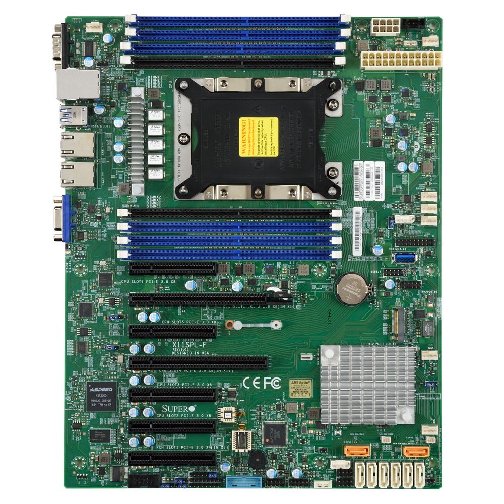 Материнская плата SuperMicro  MBD-X11SPL-F-B ATX LGA 3647 8xDDR4 slots 8xSATA3 8xUSB2.0 5xUSB3.0 1xV
