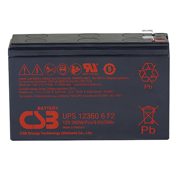 АКБ CSB Аккумуляторная батарея для ИБП 12360 6 (12V/7.5Ah)