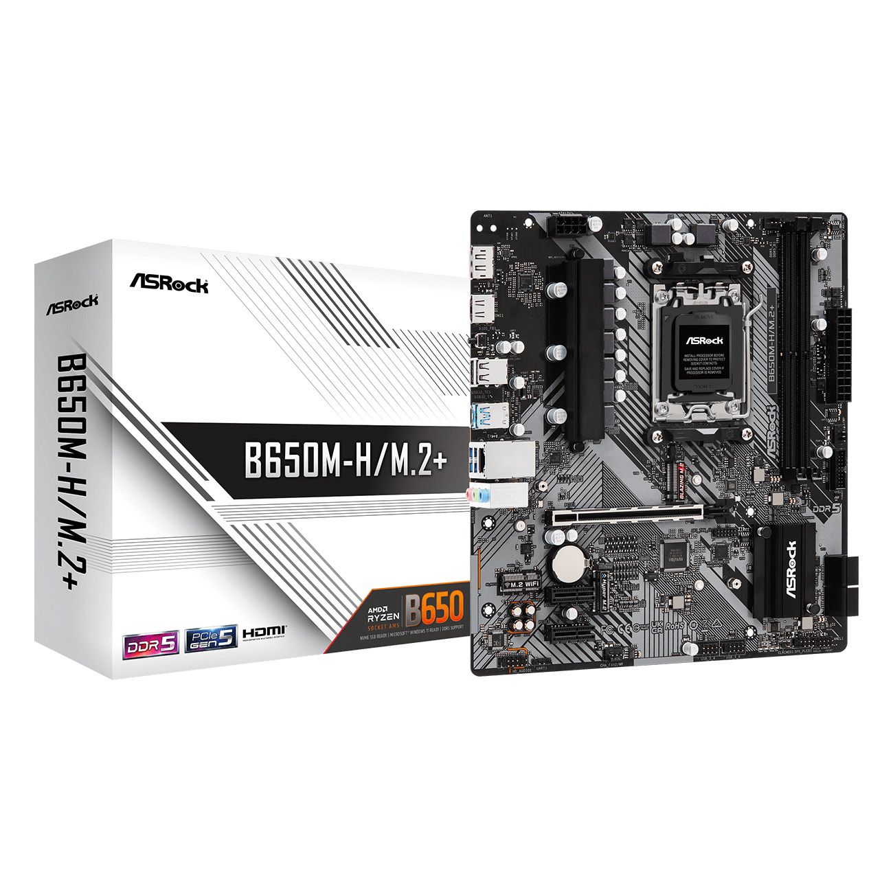Материнская плата Asrock B650M-H/M.2+ Socket AM5 AMD B650 2xDDR5 mATX AC`97 8ch(7.1) GbLAN RAID+HDMI