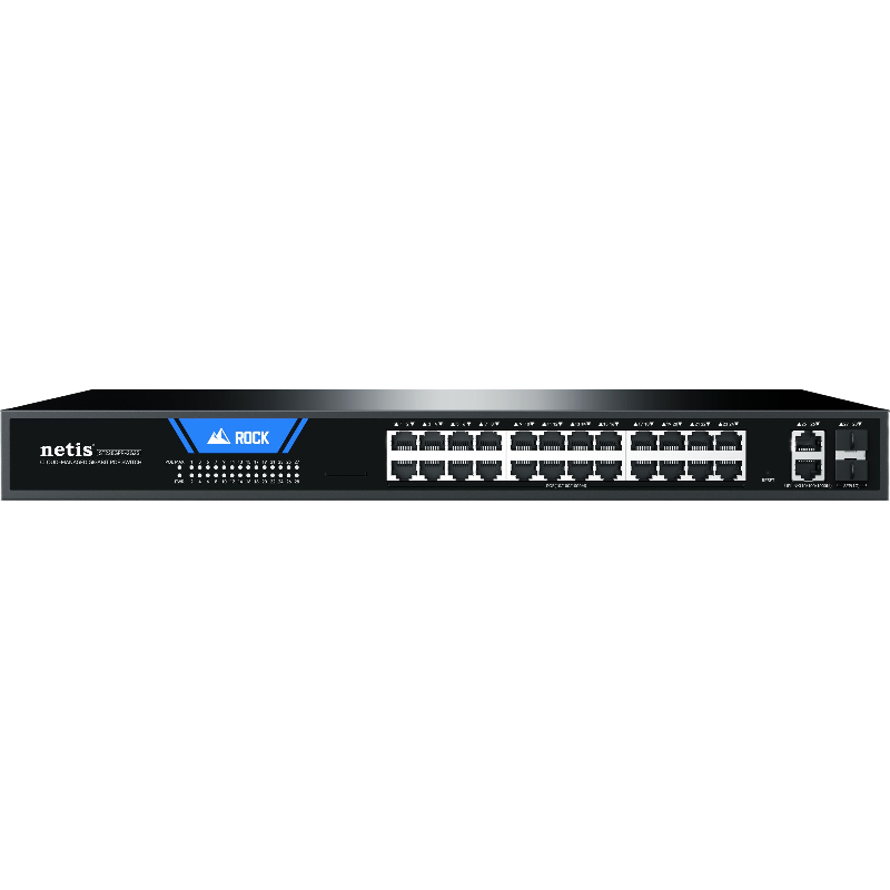 Коммутатор Netis ST228GPR-2G2S (L2) 26x1Гбит/с 2SFP 24PoE 375W настраиваемый