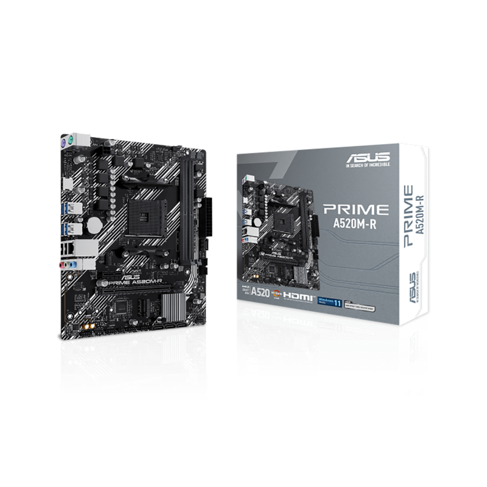 Материнская плата ASUS PRIME A520M-R, Socket AM4, A520, 2*DDR4,HDMI, 4SATA3 + RAID, Audio, Gb LAN, M