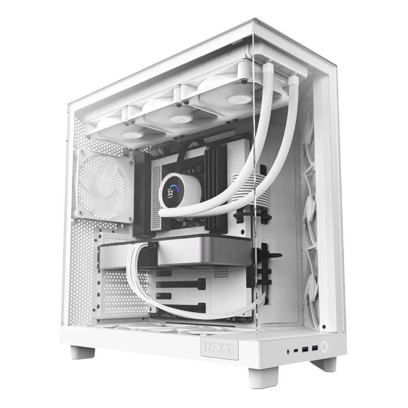 Корпус NZXT H6 Flow, Midi-Tower, TG, 3x120mm, 2xUSB-A 3.2 + 1xUSB-C 3.2, ATX, mATX, mITX White