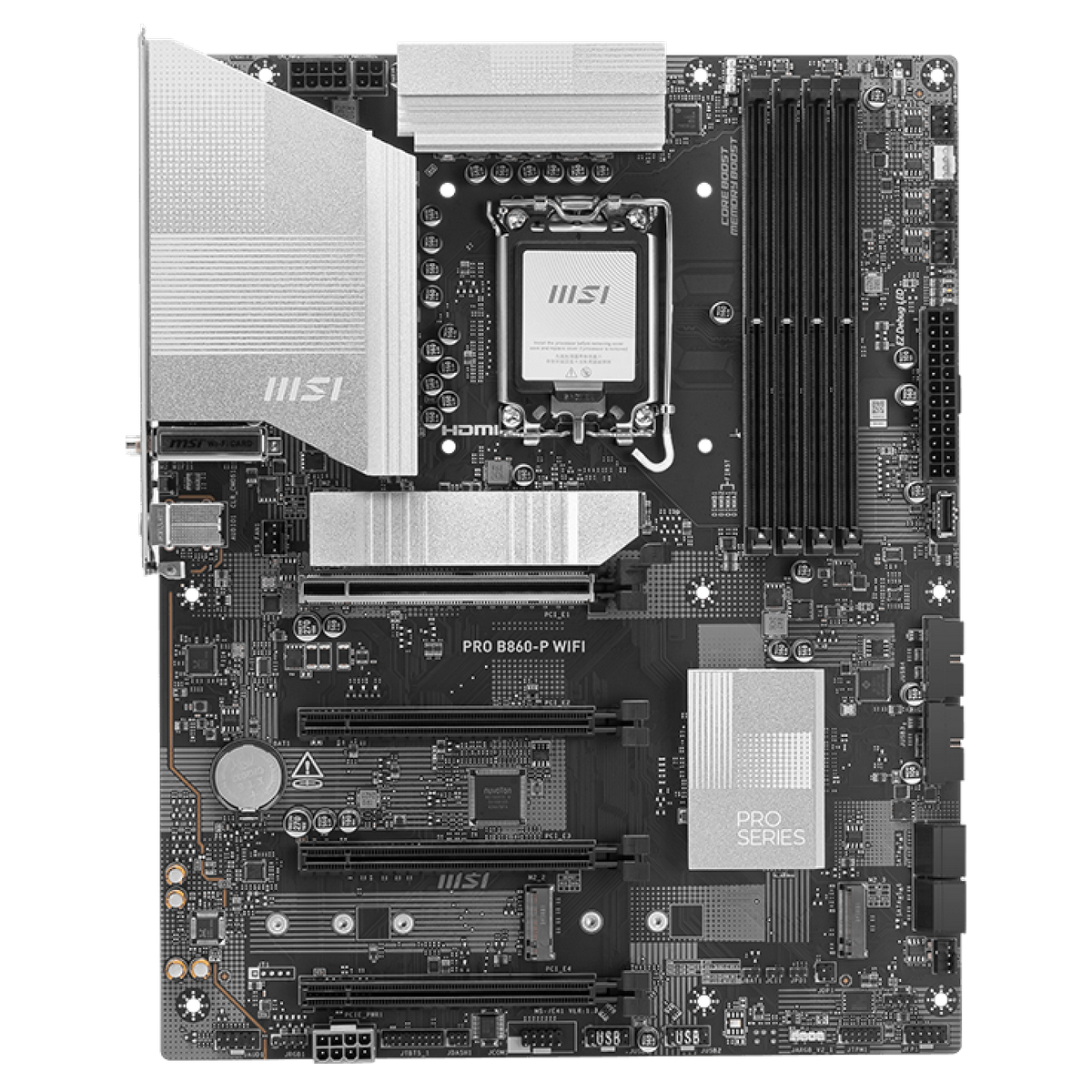 Материнская плата MSI PRO B860-P WIFI Soc-1851 Intel B860 4xDDR5 ATX AC`97 8ch(7.1) 5Gigabit RAID+HD