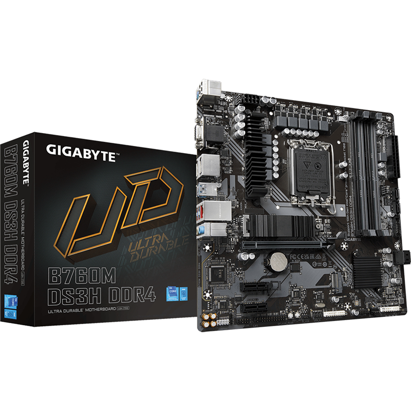 Материнская плата Gigabyte B760 DS3H DDR4 Soc-1700 Intel B760 4xDDR4 ATX AC`97 8ch(7.1) GbLAN RAID+H