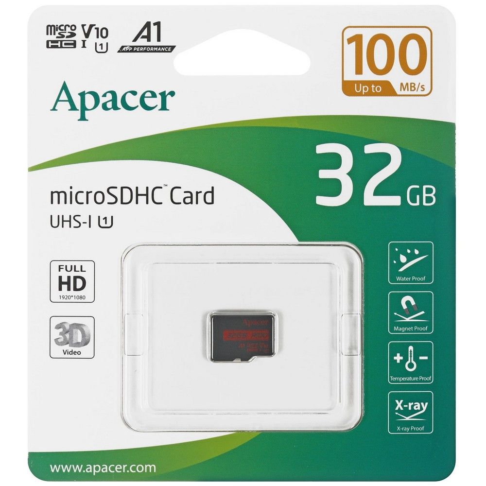 Карта памяти Apacer microSDHC UHS-I U1 R100 Class10 32GB w/o Adapter RP