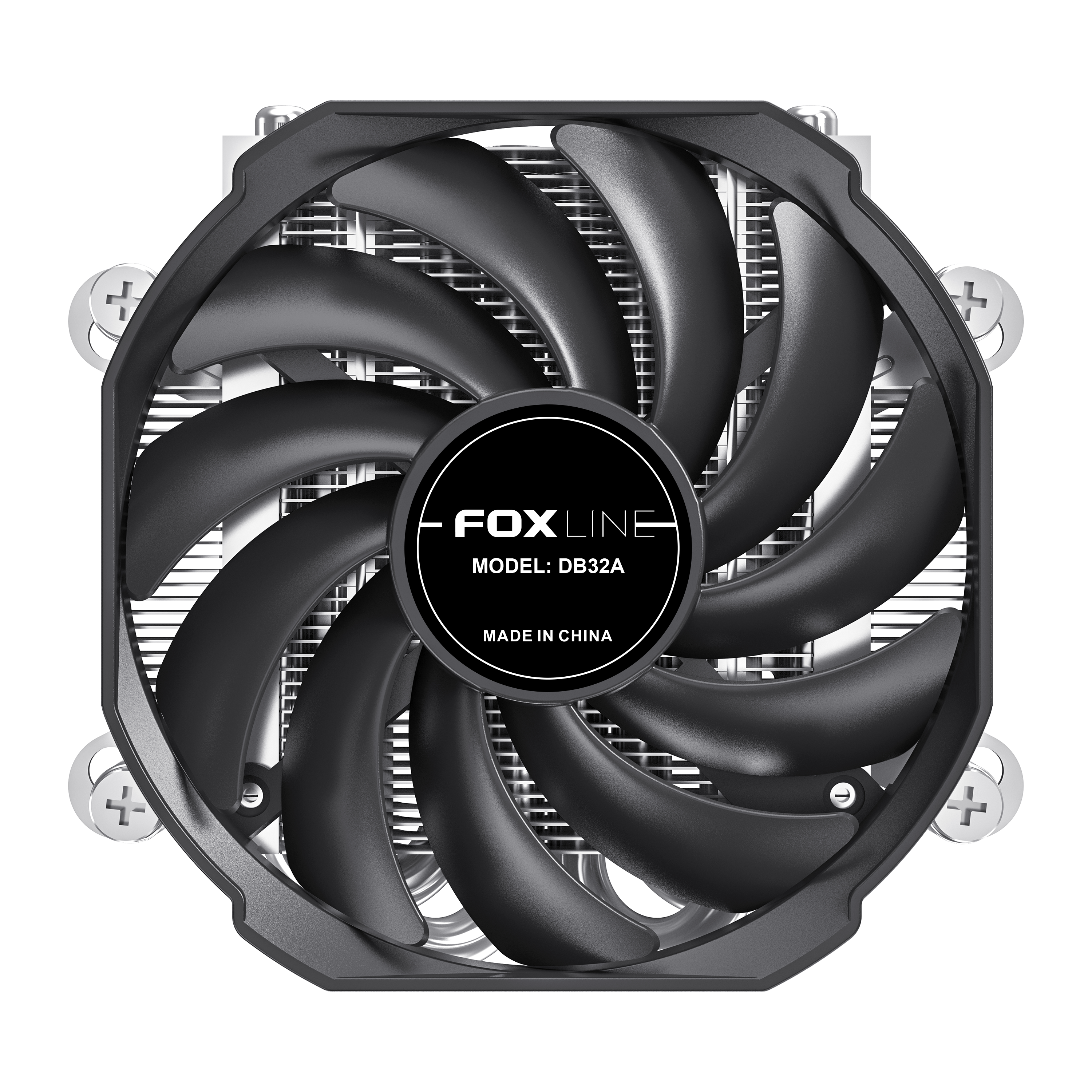 Кулер для процессора ПК/ CPU Cooler Foxline DB32A (125W, 4-pin PWM, 32mm, Al/Cu, 4x6mm, 1x90mm, 41.46CFM, 33dBA, 3400RPM, S: AM4/AM5, Black)