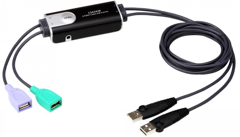 Переключатель сигналов клавиатуры и мыши ATEN 2-Port USB Boundless Cable KM Switch