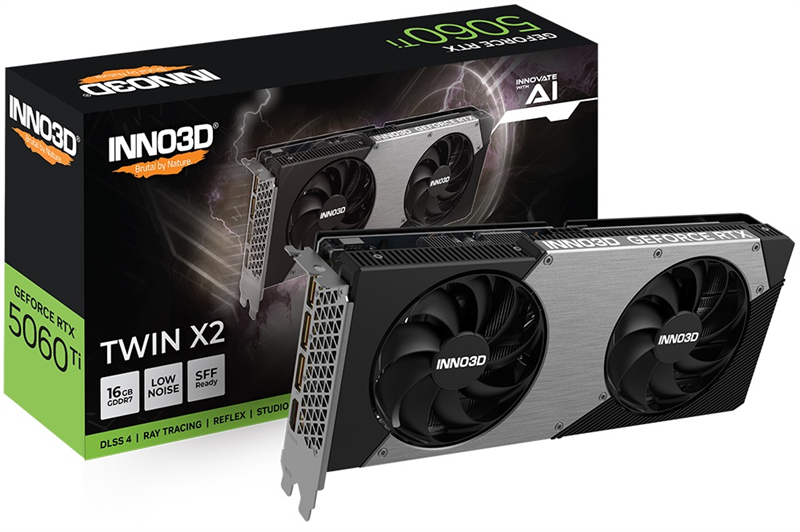 Видеокарта INNO3D RTX 5060 Ti Twin X2//RTX5060Ti, HDMI, DP*3, 16G,D7