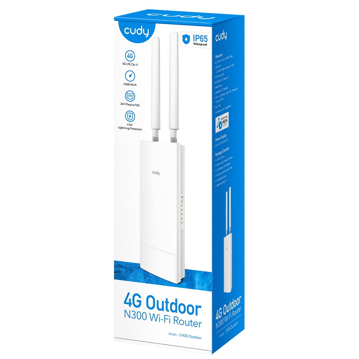 Точка доступа Outdoor 4G LTE N300 WiFi Router, Cat.4, 300Mbps Wi-Fi, build-in 4G LTE modem, lightnin