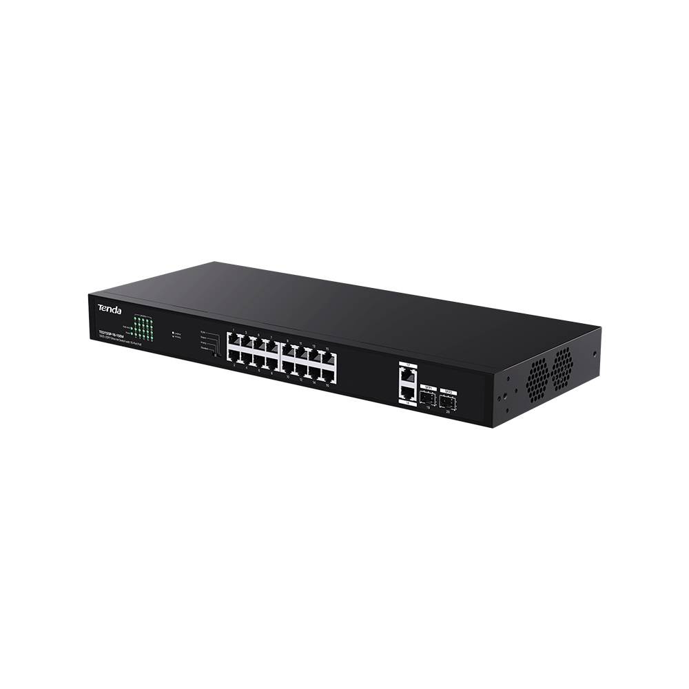 Коммутатор Tenda TEG1120P-16-150W (L2) 16x1Гбит/с 2SFP 16PoE 135W неуправляемый