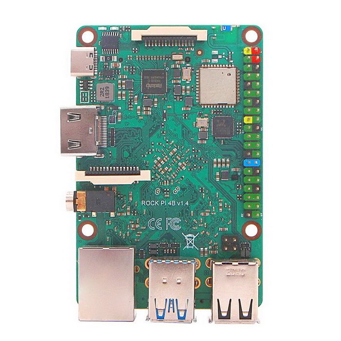 Одноплатный компьютер RockPi ROCK Pi 4 Model B 1GB RK3399/1GB/WiFi/BT/POE